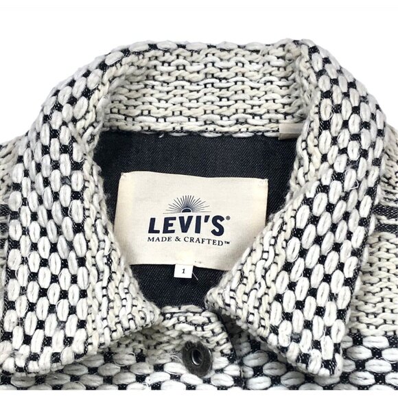 Levi's Made & Crafted Tribal Trucker Fringe Boxy Jacket Size 1 Unisex Blue White - Picture 5 of 10